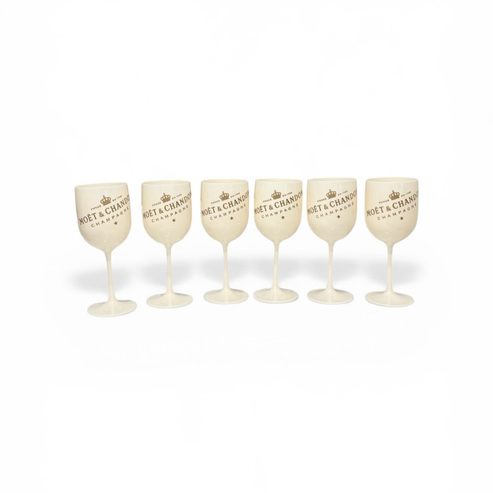 6 Vintage Moet & Chandon Ice Imperial Cream & Gold Acrylic Champagne Goblets - Picture 17 of 17